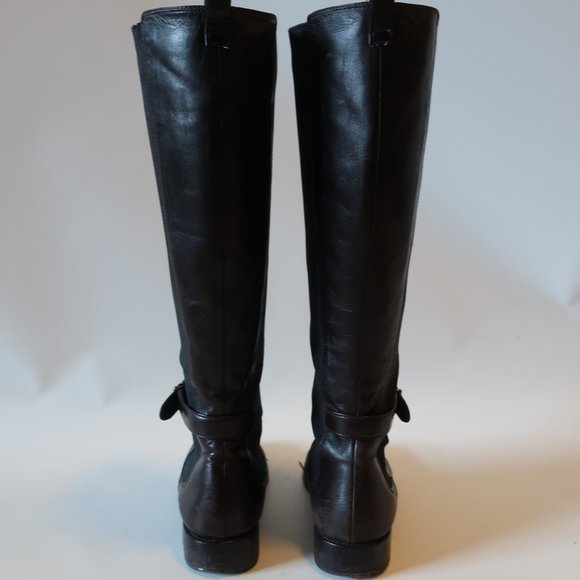 VIA SPIGA BROWN LEATHER TEXTILE TALL BOOTS 8 * - Picture 8 of 11
